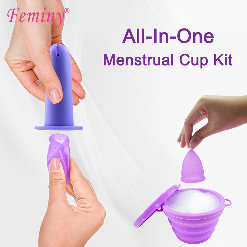 Menstrual Cup Silicone - Silicone Menstrual Cup Steralizer Applicator Kit