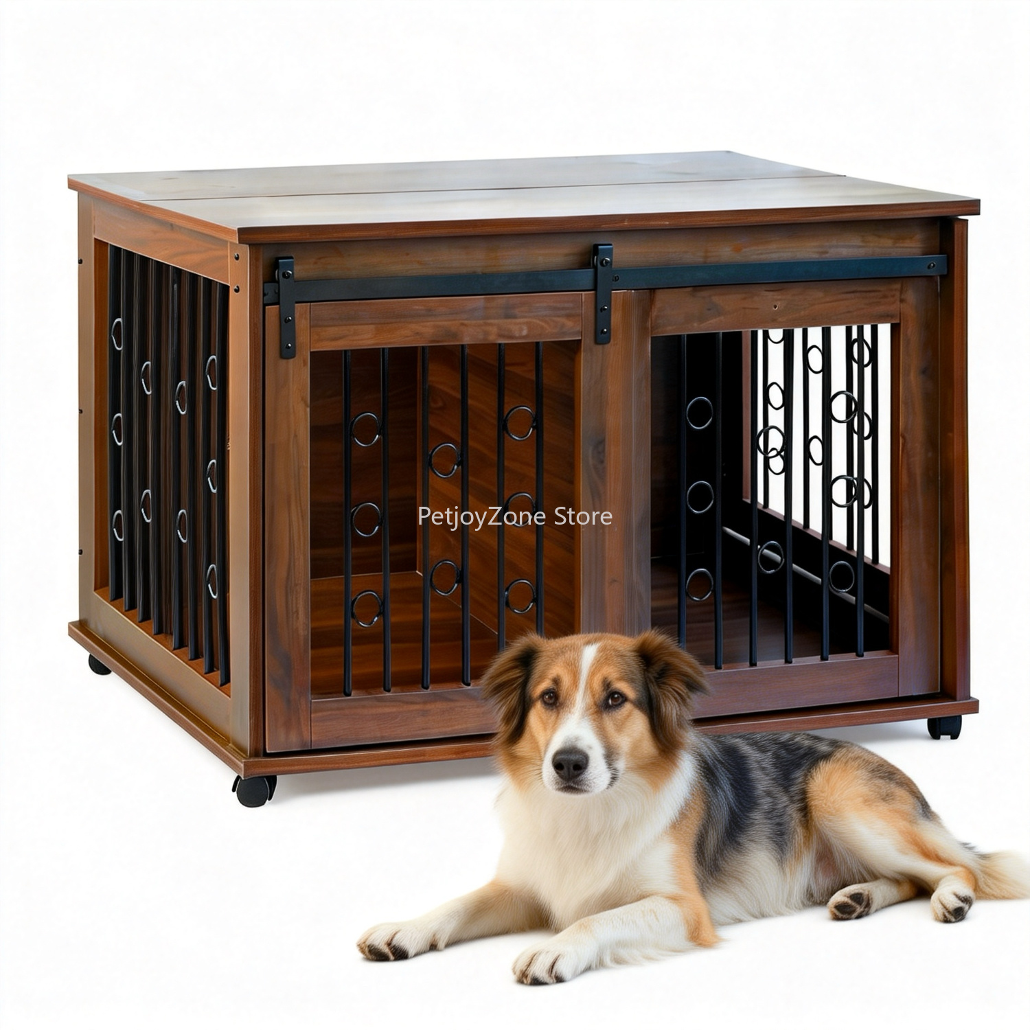Sustainable Living House - Luxury Two-Door Solid Wooden Dog Kennel
